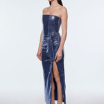Strapless Midi Evening Dress with Waist Drape Detail - 9295C