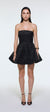 İşlemeli Kumaş Straplez Mini Abiye Elbise - 9318C - SİYAH