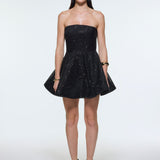 Embroidered Fabric Strapless Mini Evening Dress - 9318C