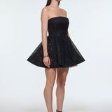 Embroidered Fabric Strapless Mini Evening Dress - 9318C