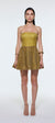 İşlemeli Kumaş Straplez Mini Abiye Elbise - 9318C - Olive