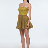 Embroidered Fabric Strapless Mini Evening Dress - 9318C