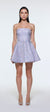 İşlemeli Kumaş Straplez Mini Abiye Elbise - 9318C - LİLA