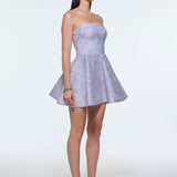 Embroidered Fabric Strapless Mini Evening Dress - 9318C