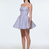 Embroidered Fabric Strapless Mini Evening Dress - 9318C