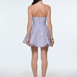 Embroidered Fabric Strapless Mini Evening Dress - 9318C