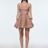 Embroidered Fabric Strapless Mini Evening Dress - 9318C