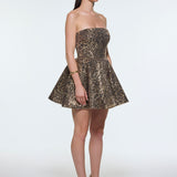 Embroidered Fabric Strapless Mini Evening Dress - 9318C