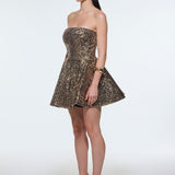 Embroidered Fabric Strapless Mini Evening Dress - 9318C