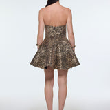 Embroidered Fabric Strapless Mini Evening Dress - 9318C