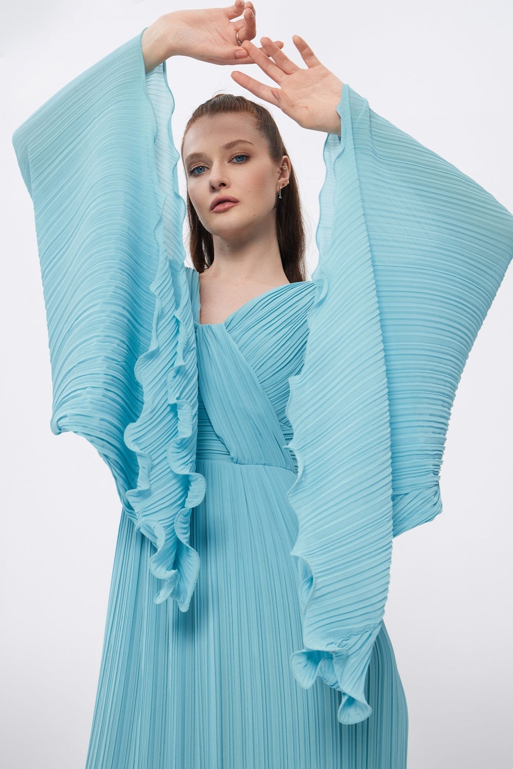 Judge Collar Bat Sleeve Long Evening Dress - 1022C