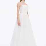 فستان سهرة طويل بدون كتفين ومطرز بالحجارة - 5131C