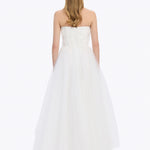 فستان سهرة طويل بدون كتفين ومطرز بالحجارة - 5131C