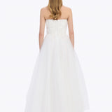 فستان سهرة طويل بدون كتفين ومطرز بالحجارة - 5131C