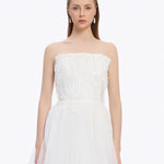 فستان سهرة طويل بدون كتفين ومطرز بالحجارة - 5131C