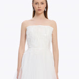 فستان سهرة طويل بدون كتفين ومطرز بالحجارة - 5131C