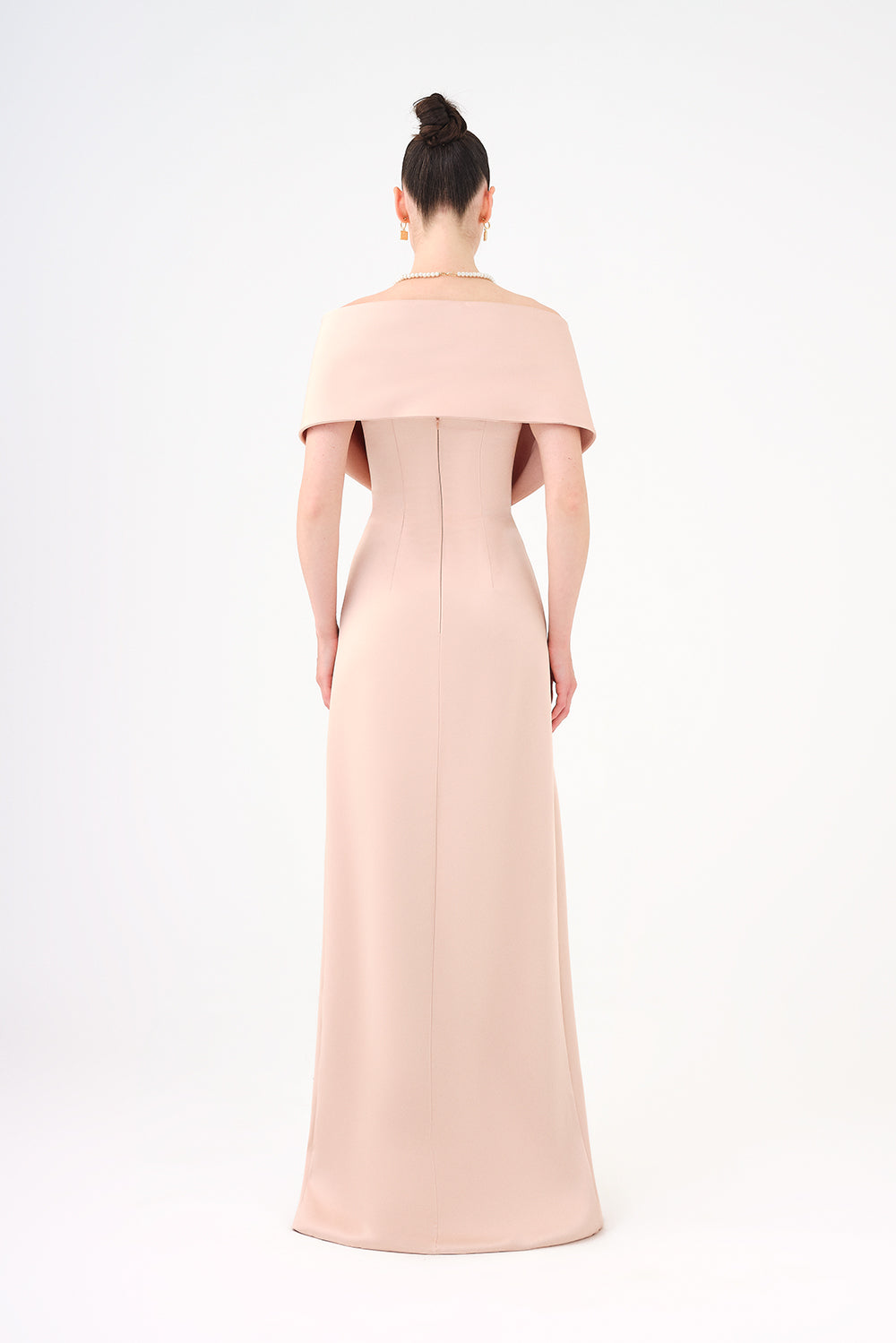 Shawl Strapless Collar Satin Long Evening Dress - 9056C