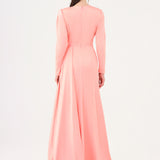 Saten Prenses Kesim Uzun Abiye Elbise - 9068C - PEMBE