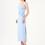 Stone Embroidery Detailed Strapless Midi Evening Dress - 9170C