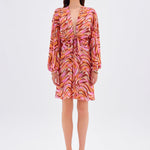 Short Evening Dress with Bat Sleeves and Tie Detail - 9199C