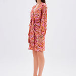 Short Evening Dress with Bat Sleeves and Tie Detail - 9199C