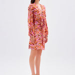Short Evening Dress with Bat Sleeves and Tie Detail - 9199C