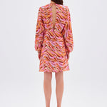 Short Evening Dress with Bat Sleeves and Tie Detail - 9199C