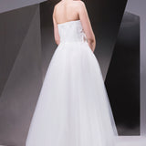 فستان سهرة طويل بدون كتفين ومطرز بالحجارة - 5131C