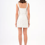 Straps Square Neck Stone Mini Evening Dress - 9172C