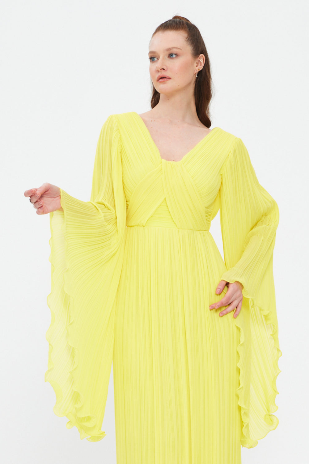 Judge Collar Bat Sleeve Long Evening Dress - 1022C