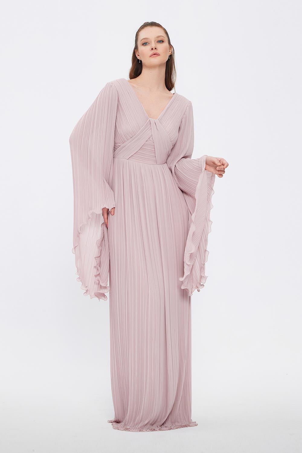 Judge Collar Bat Sleeve Long Evening Dress - 1022C