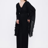 Judge Collar Bat Sleeve Long Evening Dress - 1022C