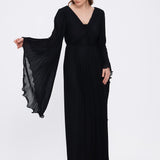 Judge Collar Bat Sleeve Long Evening Dress - 1022C