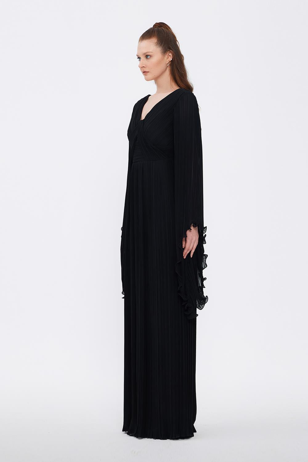 Judge Collar Bat Sleeve Long Evening Dress - 1022C