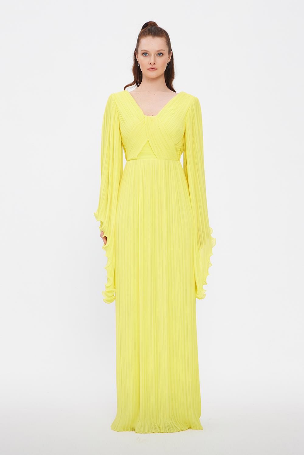 Judge Collar Bat Sleeve Long Evening Dress - 1022C