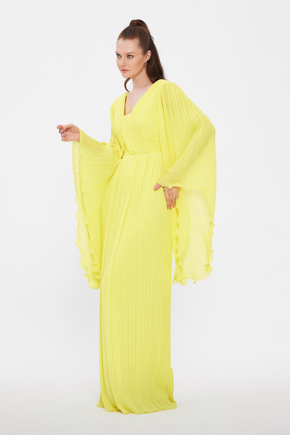 Judge Collar Bat Sleeve Long Evening Dress - 1022C