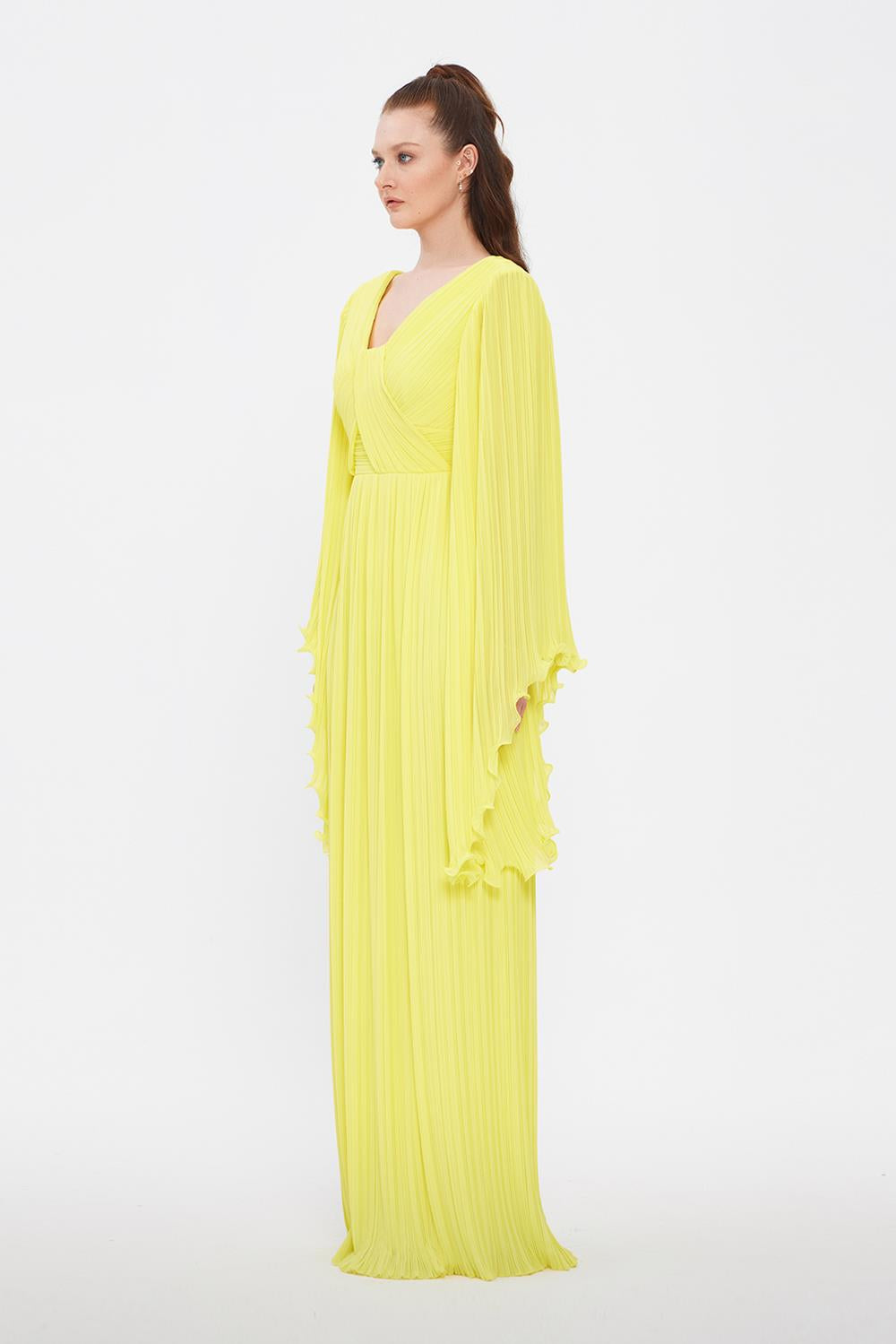 Judge Collar Bat Sleeve Long Evening Dress - 1022C