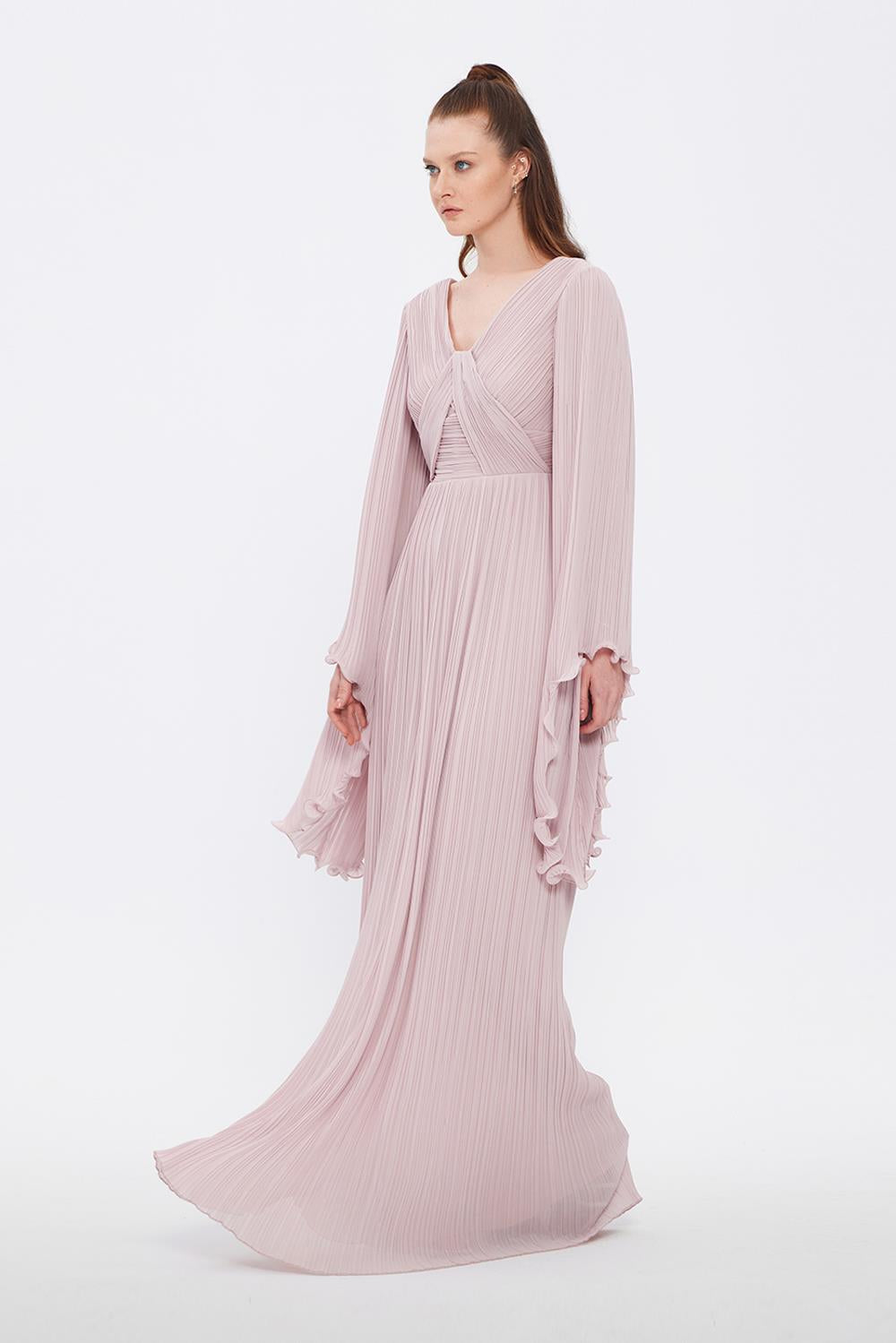 Judge Collar Bat Sleeve Long Evening Dress - 1022C