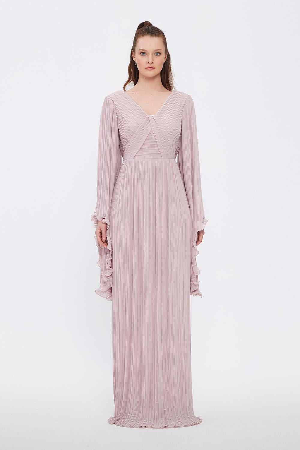 Judge Collar Bat Sleeve Long Evening Dress - 1022C