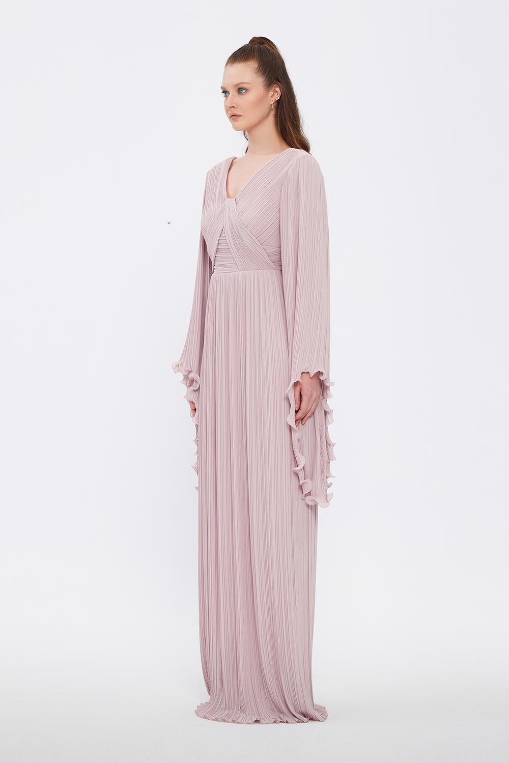 Judge Collar Bat Sleeve Long Evening Dress - 1022C