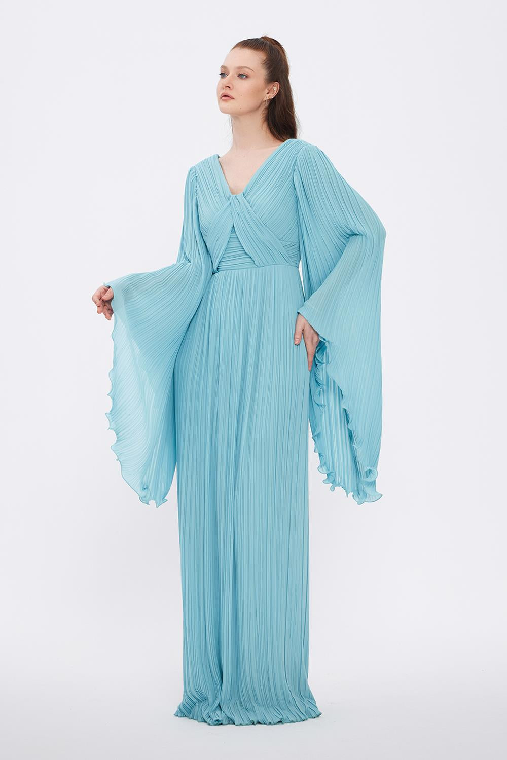 Judge Collar Bat Sleeve Long Evening Dress - 1022C