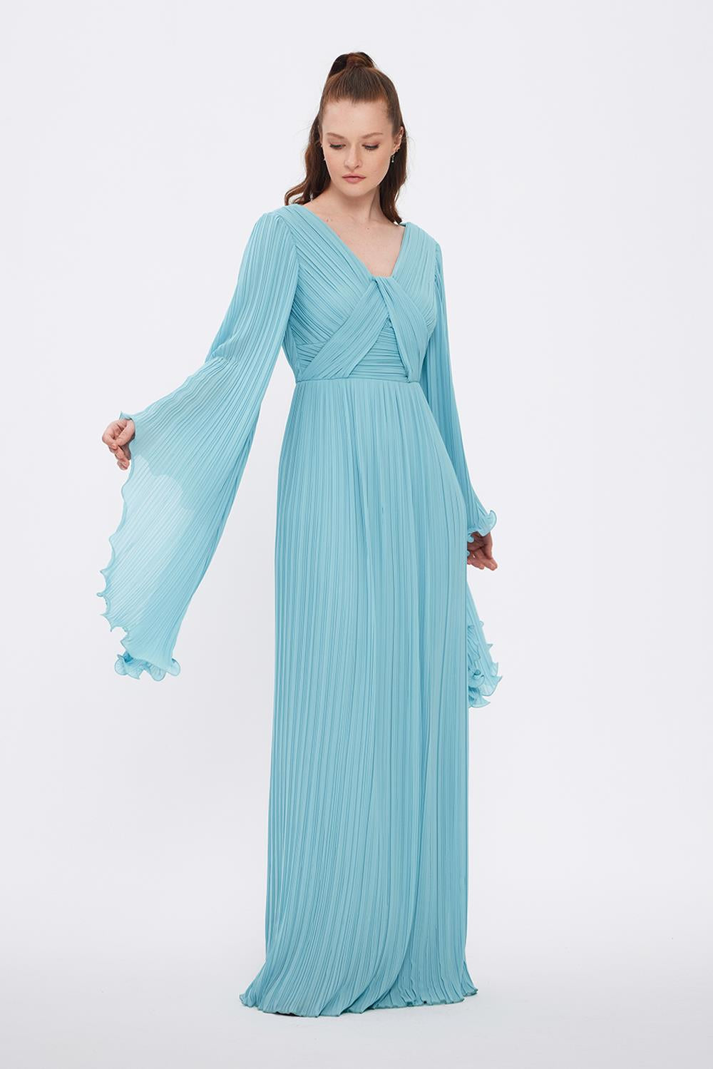 Judge Collar Bat Sleeve Long Evening Dress - 1022C