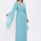 Judge Collar Bat Sleeve Long Evening Dress - 1022C