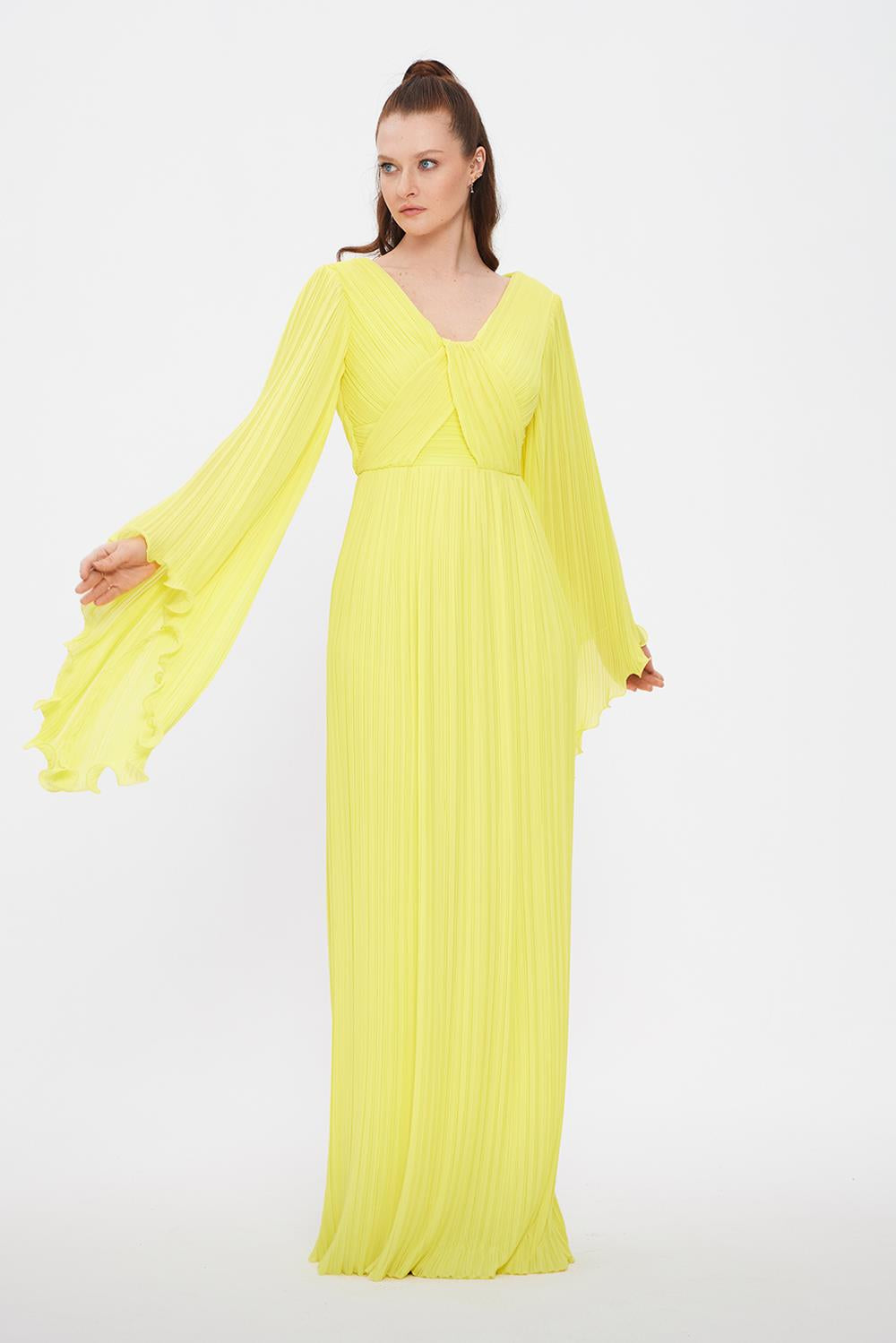 Judge Collar Bat Sleeve Long Evening Dress - 1022C