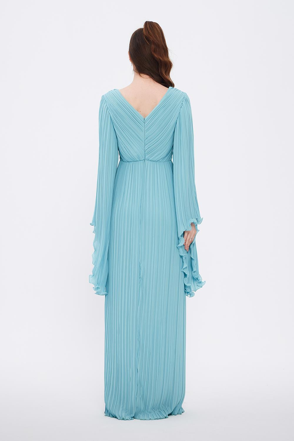 Judge Collar Bat Sleeve Long Evening Dress - 1022C