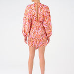 Short Evening Dress with Bat Sleeves and Tie Detail - 9199C