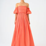 Balloon Sleeve Strapless Collar Taffeta Long Evening Dress - 9017C