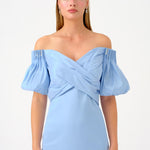 Cape Balloon Sleeve Stone Embroidered Long Evening Dress - 9084C