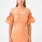 Cape Balloon Sleeve Stone Embroidered Long Evening Dress - 9084C