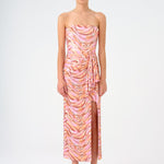Waist Drape Detailed Slit Midi Evening Dress - 9196C